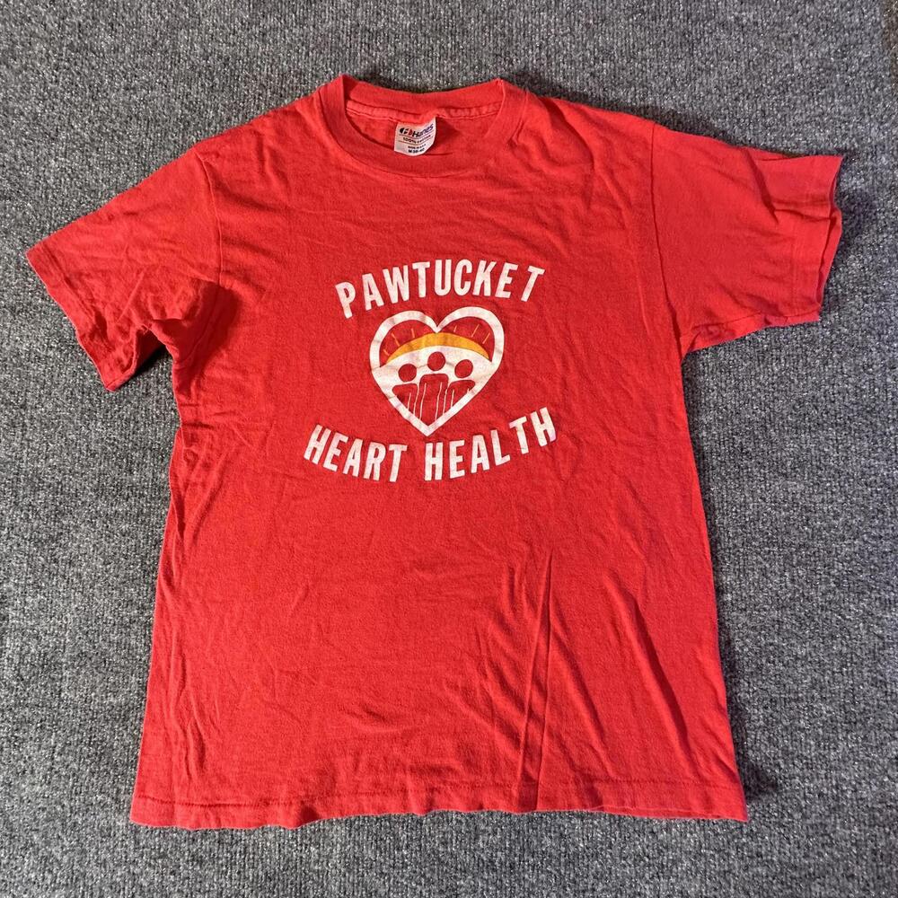 Vintage Hanes Pawtucket Heart Health Red T-Shirt Single Stitch USA Made M